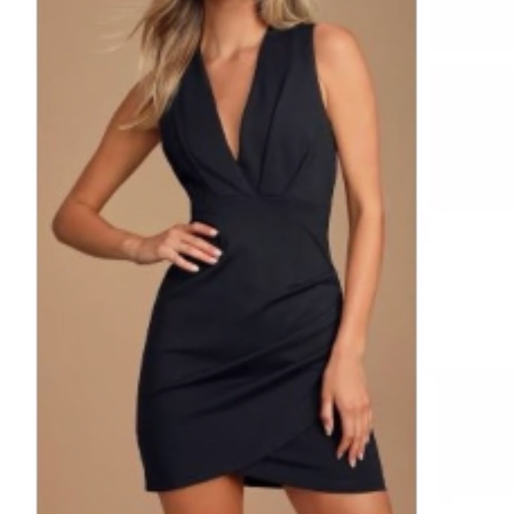 Lulus Cocktail Hour Black Faux Wrap Dress Size XS